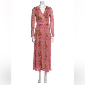 Ganni Pink Floral Long Sleeve Dress